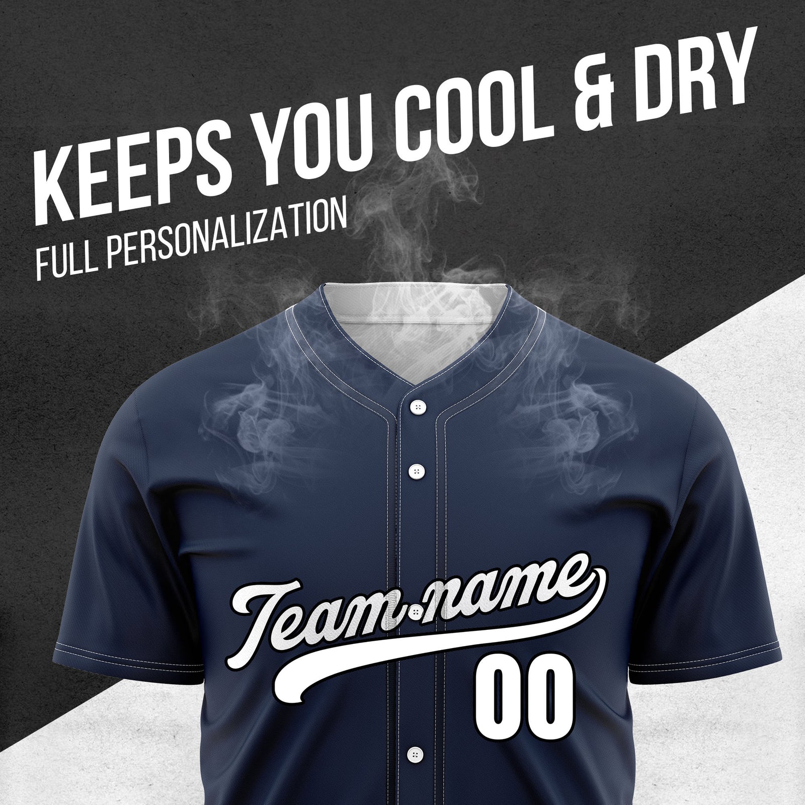 Custom Wave Navy Baseball Sports Jersey Personalized Uniform with Name & Number