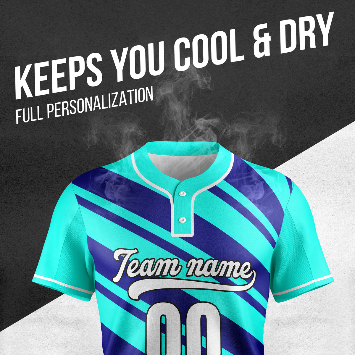 Custom Bold Flow Aqua Baseball Sports Jersey Personalized Uniform with Name & Number
