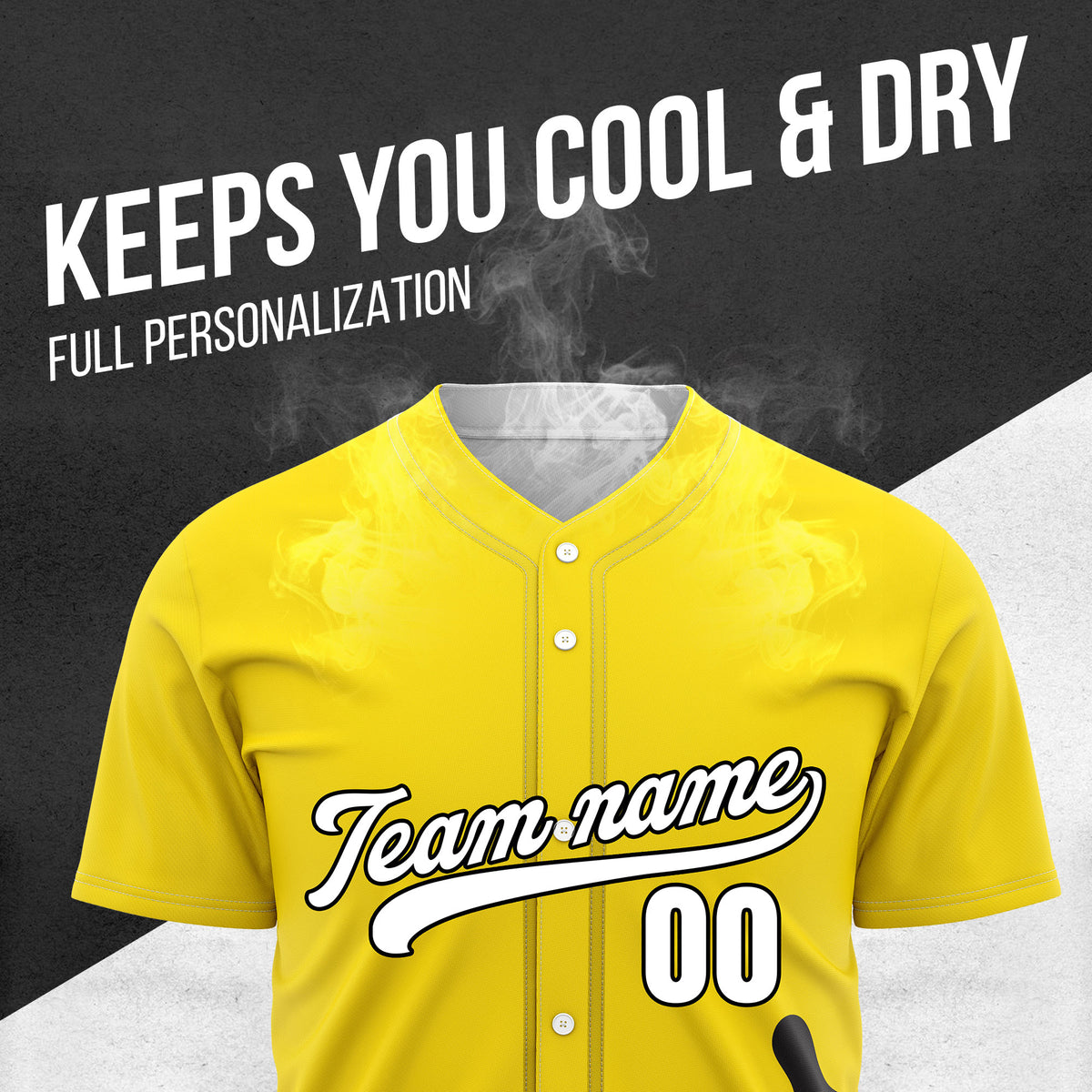 Custom Wave Yellow Baseball Sports Jersey Personalized Uniform with Name & Number