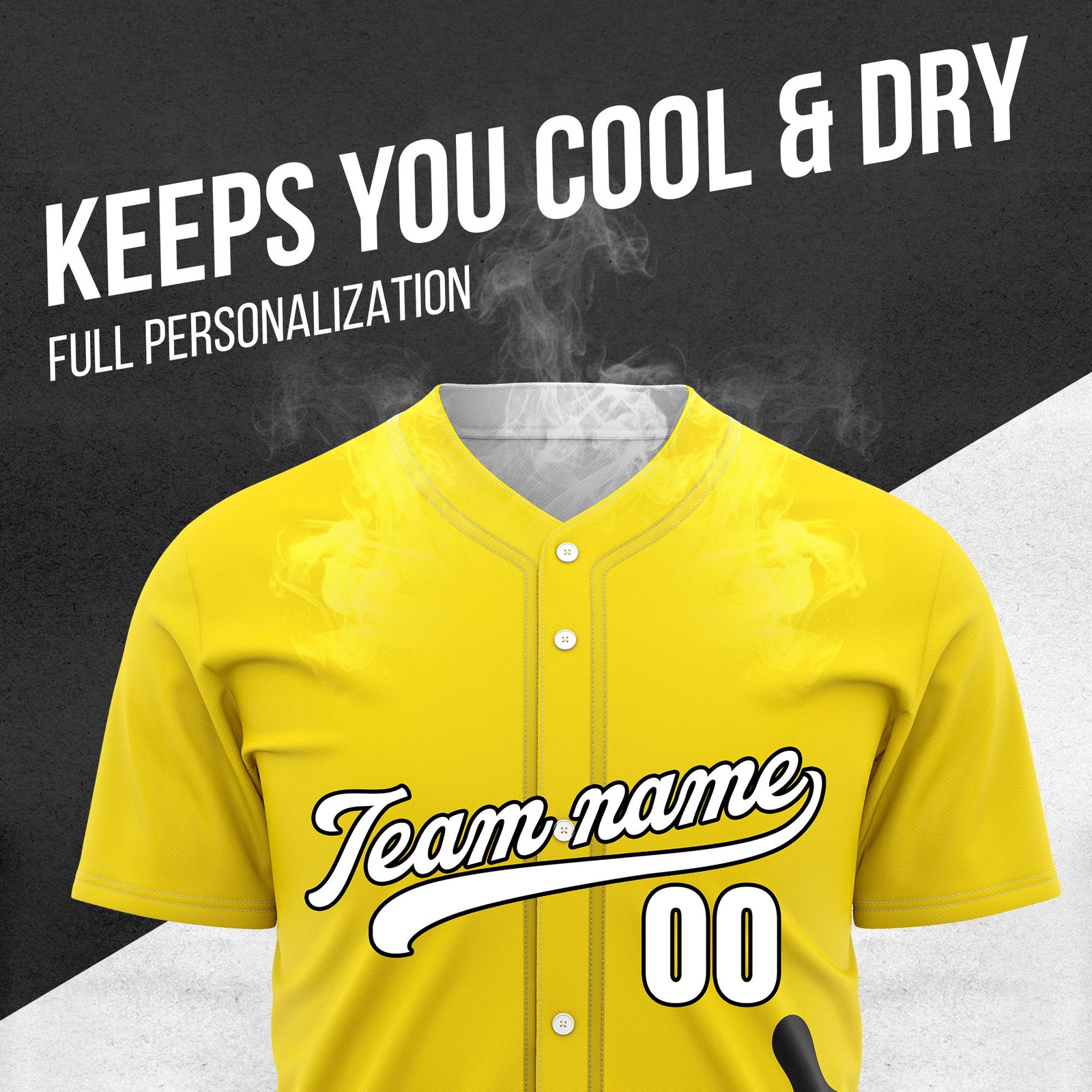 Custom Wave Yellow Baseball Sports Jersey Personalized Uniform with Name & Number