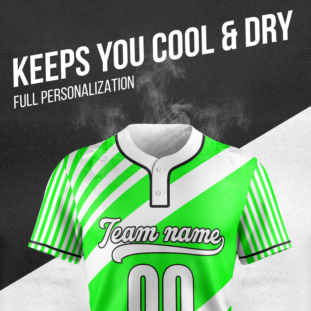 Custom Vibe Split Neon Green Baseball Sports Jersey Personalized Uniform with Name & Number