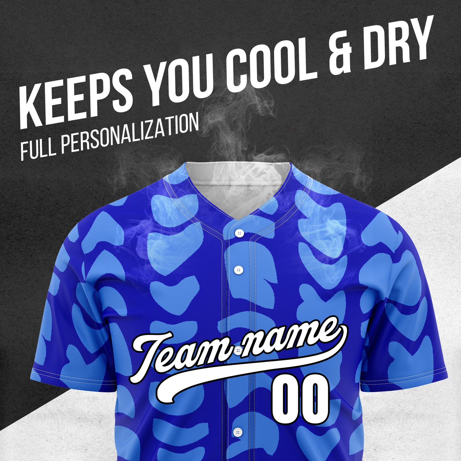 Custom Hawaii Waves Blue Baseball Sports Jersey Personalized Uniform with Name & Number