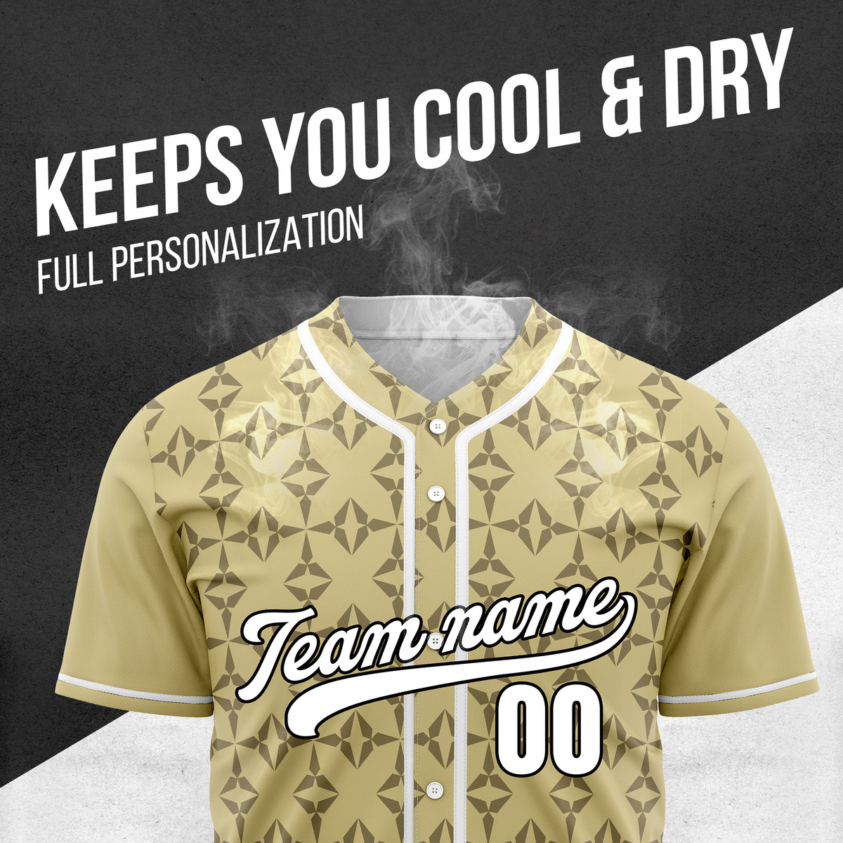 Custom Rhombic Khaki Baseball Sports Jersey Personalized Uniform with Name & Number