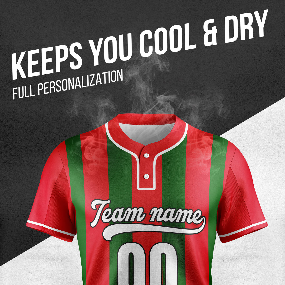 Custom Dual Stripe Red Baseball Sports Jersey Personalized Uniform with Name & Number