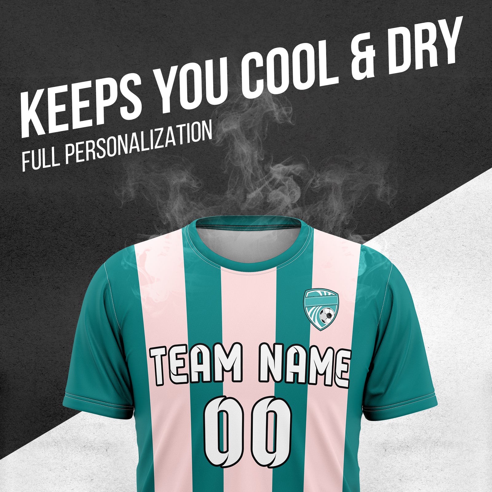 Custom Striker Stripe Teal Soccer sport Tops Jersey