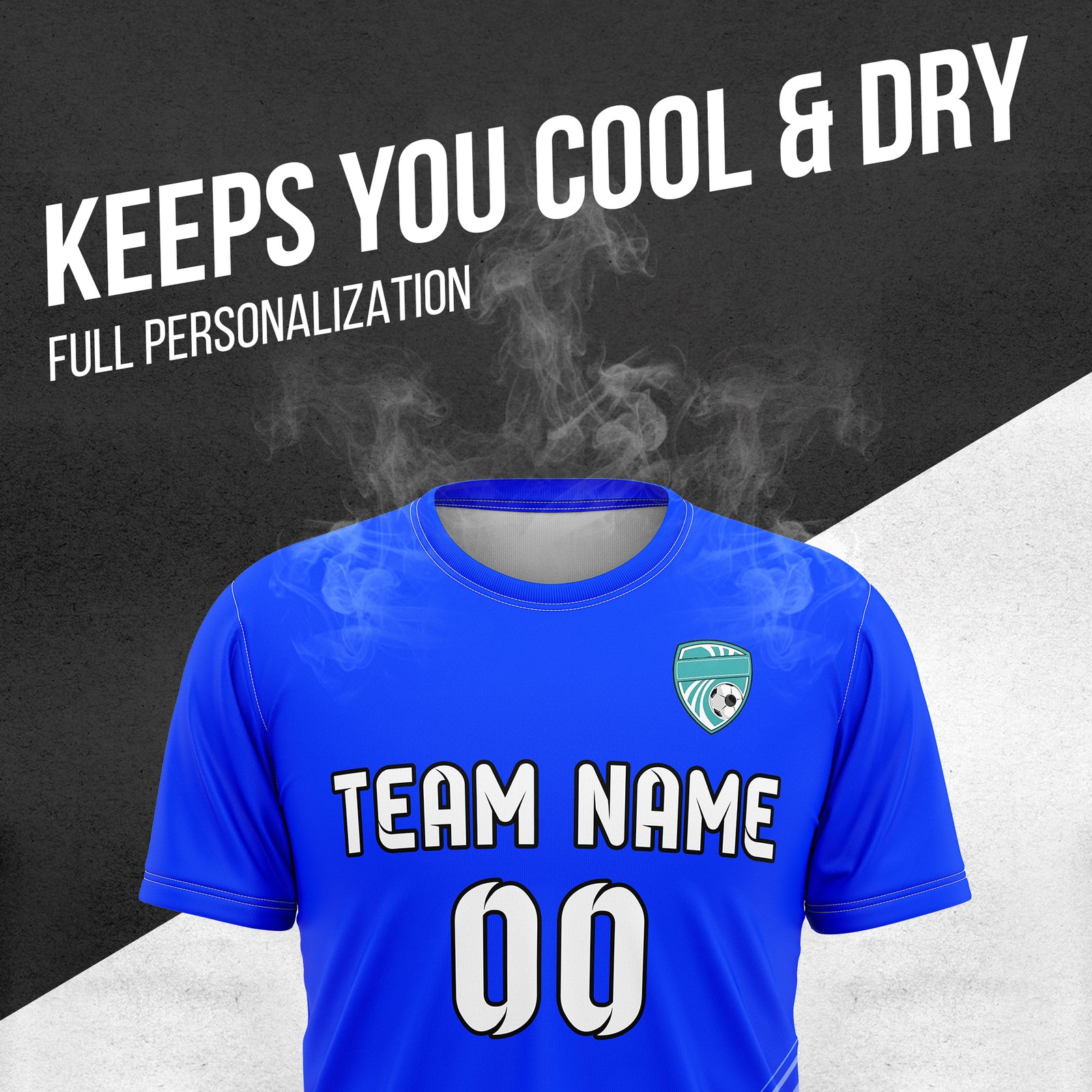 Custom WaveLine Stripe Blue Soccer sport Tops Jersey