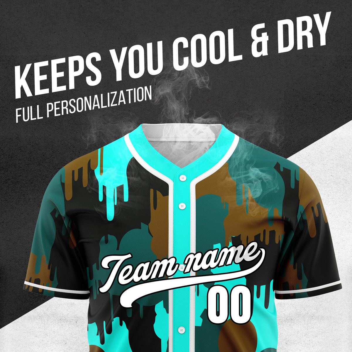 Custom Paint Hustlers Aqua Baseball Sports Jersey Personalized Uniform with Name & Number