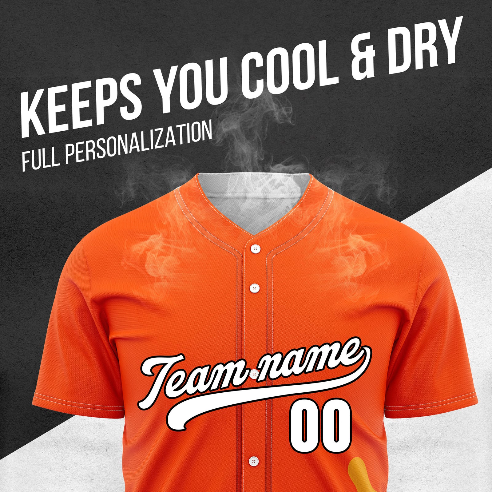Custom Wave Orange Baseball Sport Jersey Personalized Uniform with Name & Number