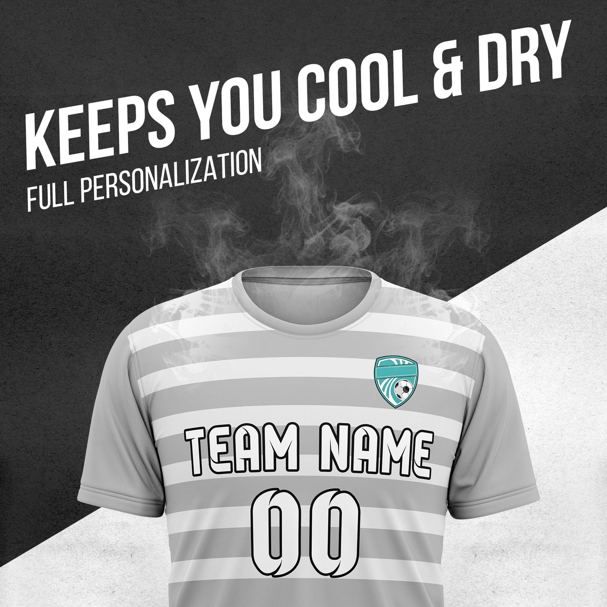 Custom Royal Stripe Grey Soccer sport Tops Jersey