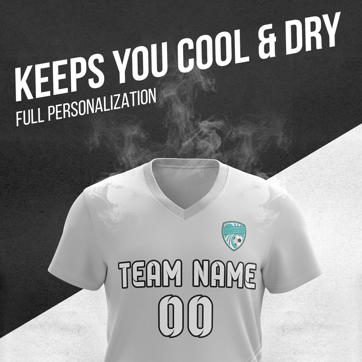 Custom WaveLine Stripe V-Neck Grey Soccer sport Tops Jersey