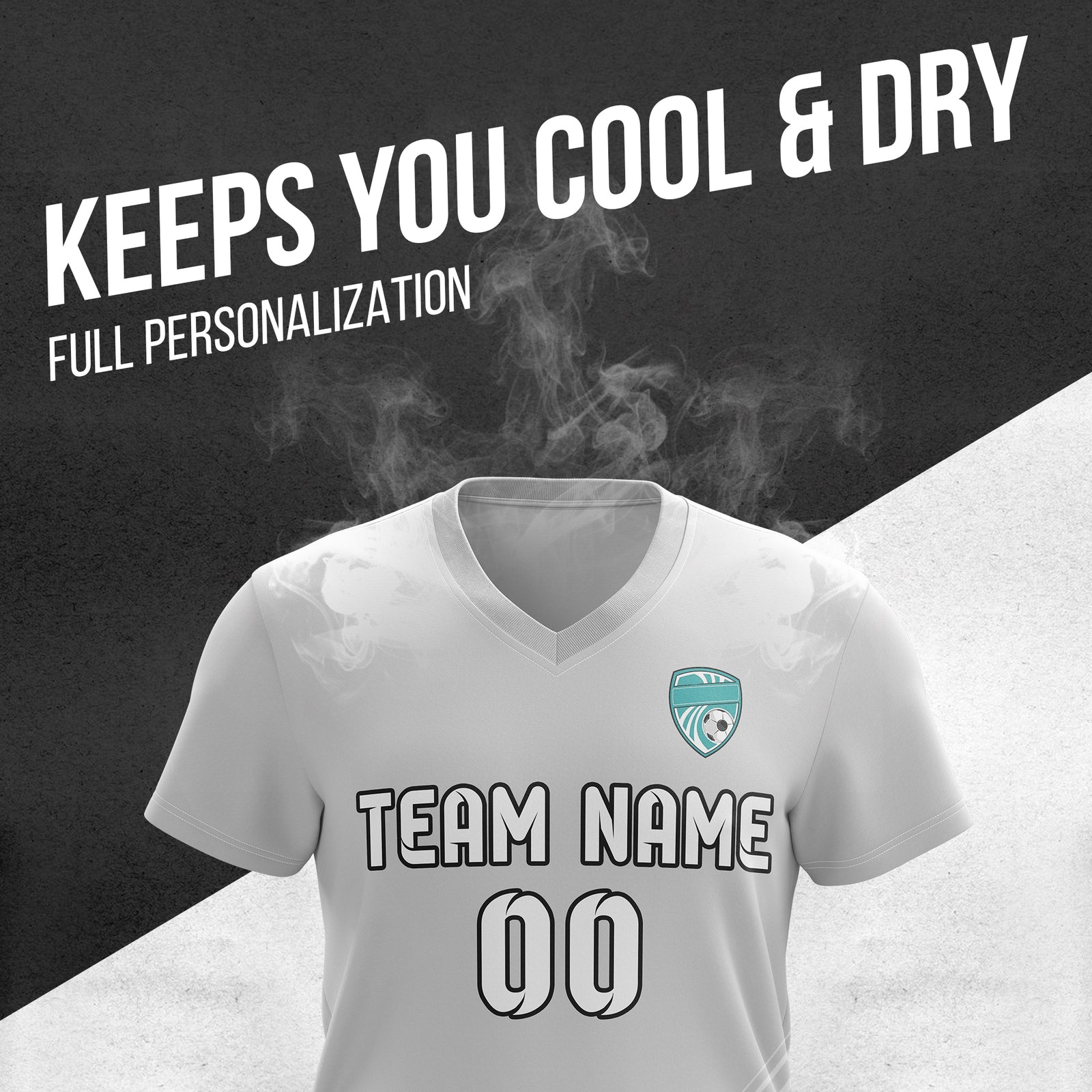 Custom WaveLine Stripe V-Neck Grey Soccer sport Tops Jersey