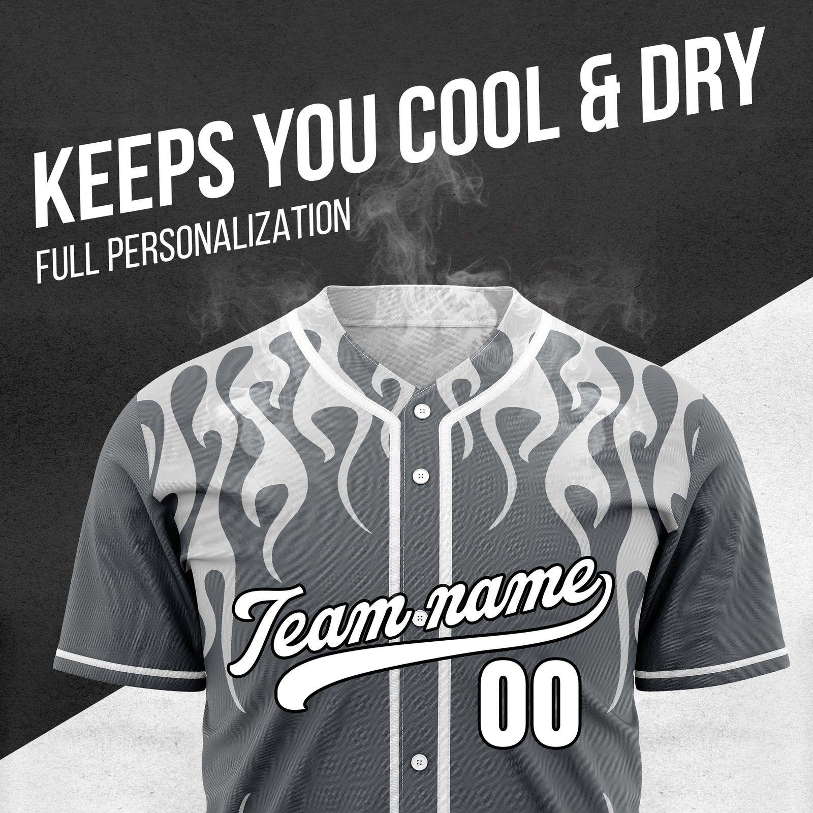 Custom Frostburn Dark Grey Baseball Sports Jersey Personalized Uniform with Name & Number