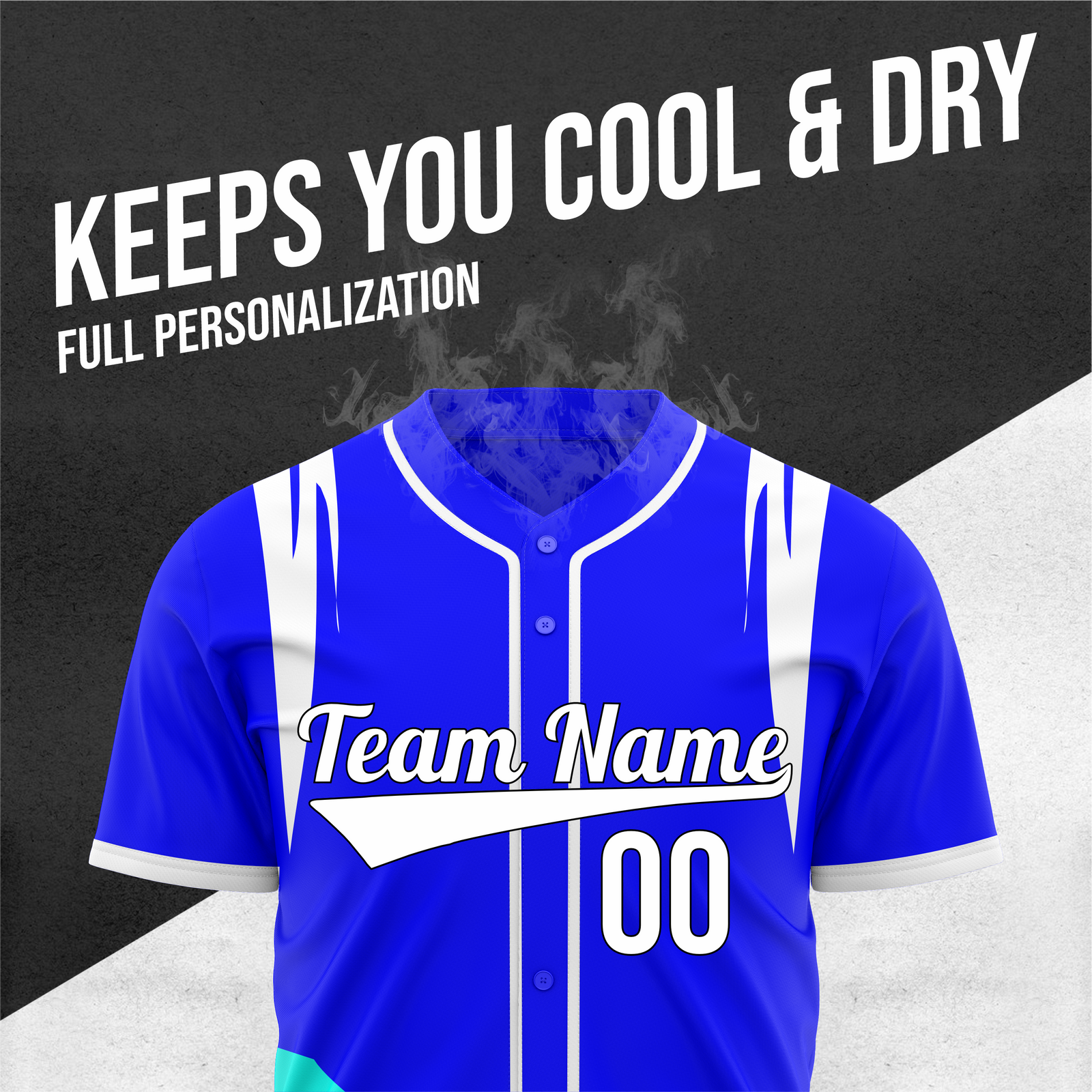 Custom Curve Edge Baseball Blue Sports Jersey Personalized Uniform with Name & Number
