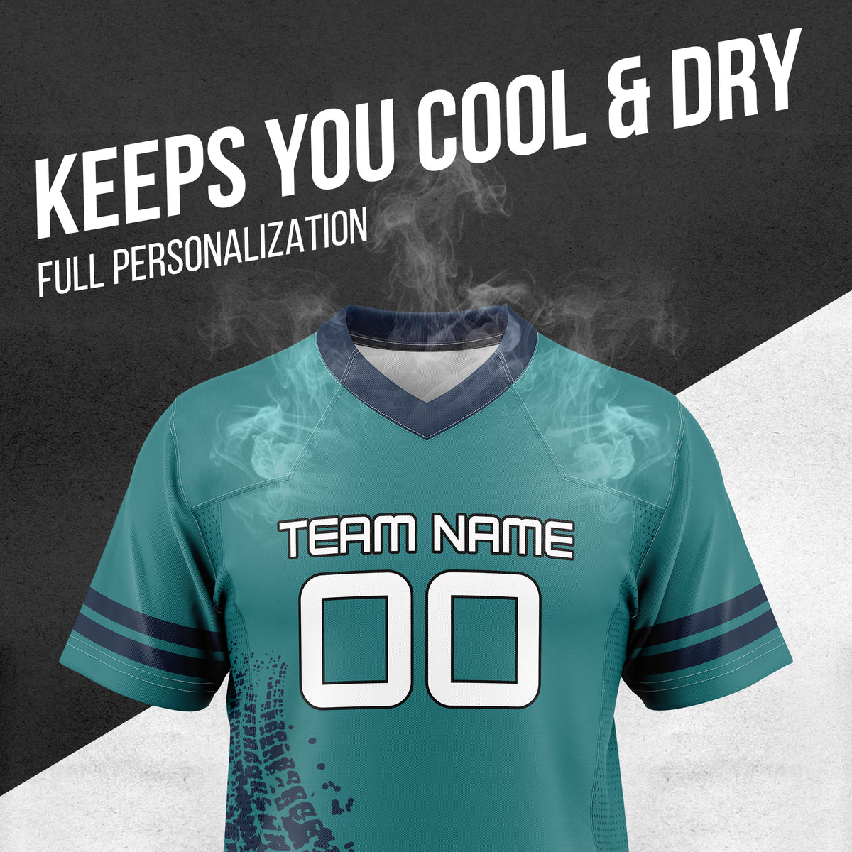 Custom Elite Teal Drift Fashion Pattern Mesh Authentic Football Jersey