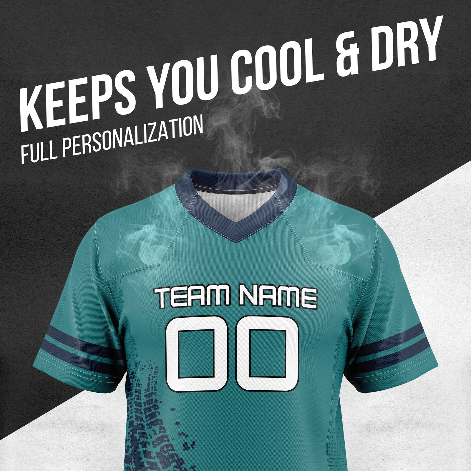 Custom Elite Teal Drift Fashion Pattern Mesh Authentic Football Jersey