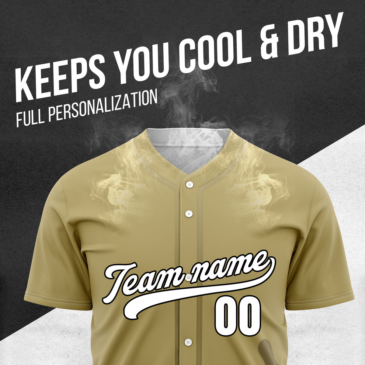 Custom Wave Khaki Baseball Sport Jersey Personalized Uniform with Name & Number