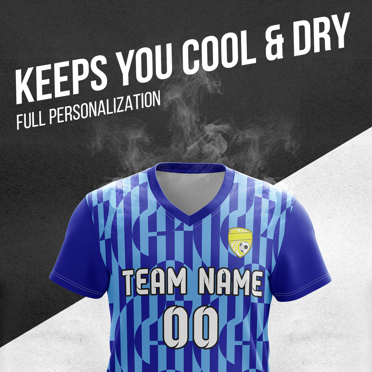 Custom Pulse Grid V-Full Pattern Navy Soccer sport Tops Jersey