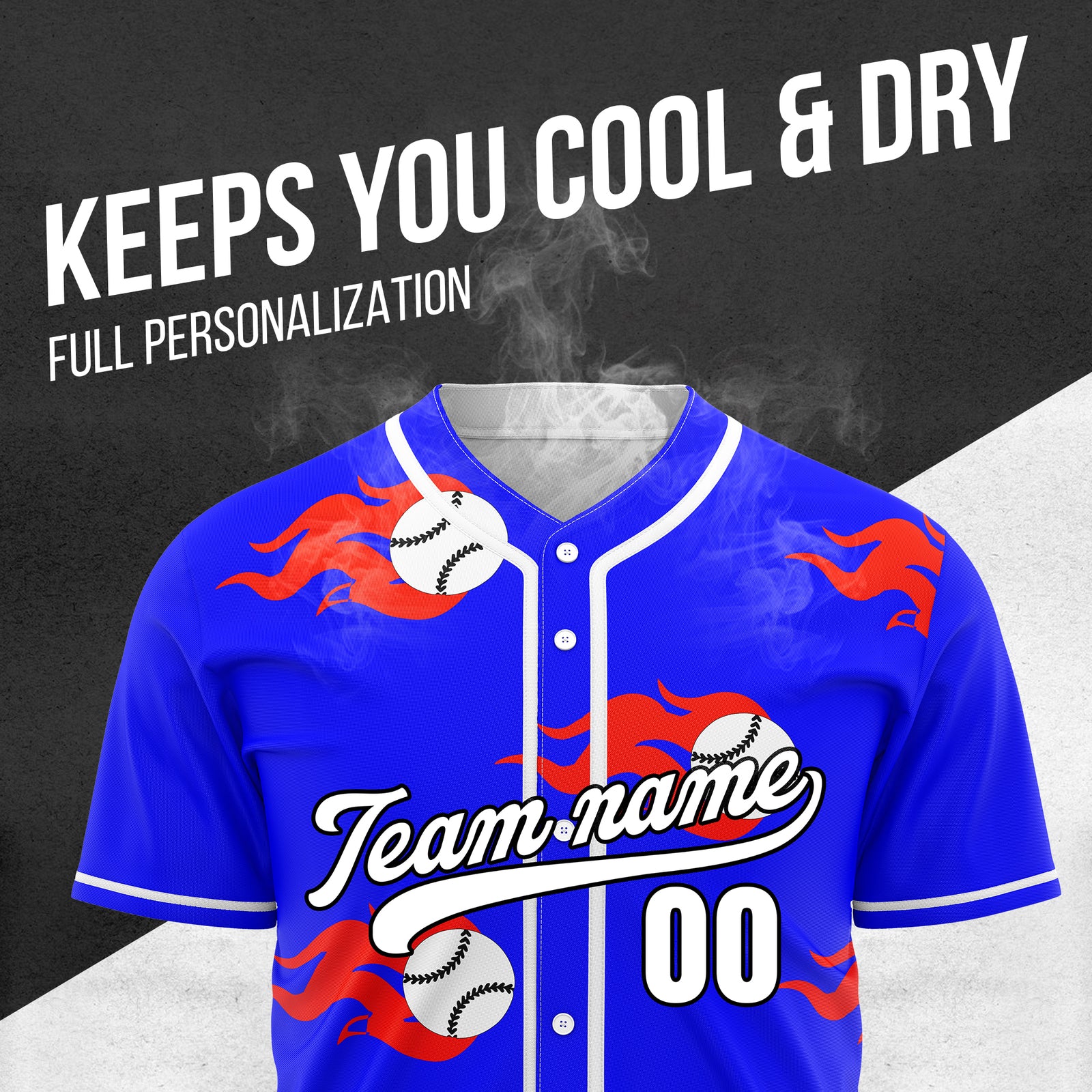 Custom Fireballers Blue Baseball Sports Jersey Personalized Uniform with Name & Number