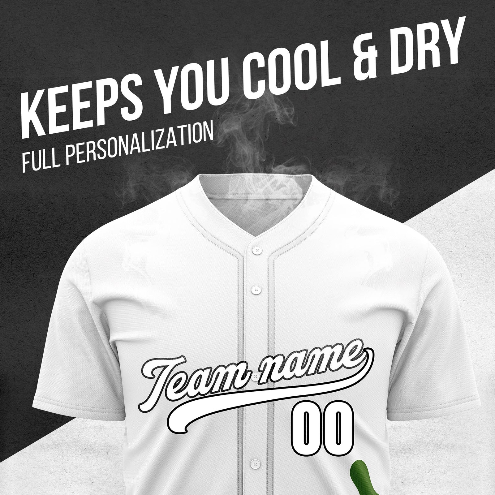 Custom White Baseball Wave Sports Jersey Personalized Uniform with Name & Number