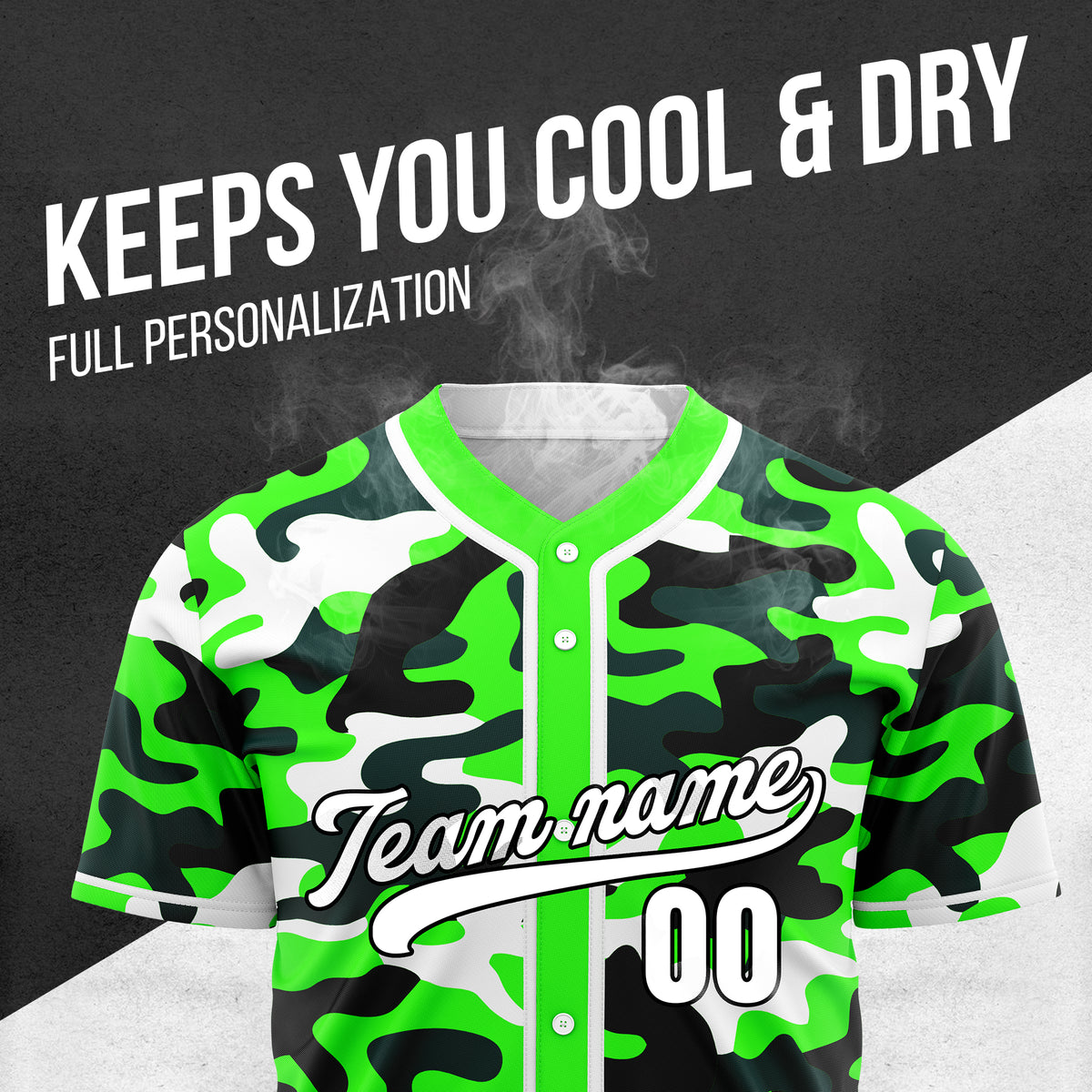 Custom Shadow Command Neon Green Baseball Sports Jersey Personalized Uniform with Name & Number