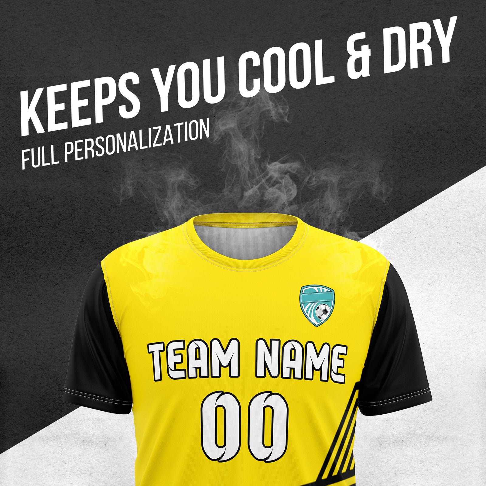 Custom Rapid Line R Side Pattern Soccer Yellow sport Tops Jersey