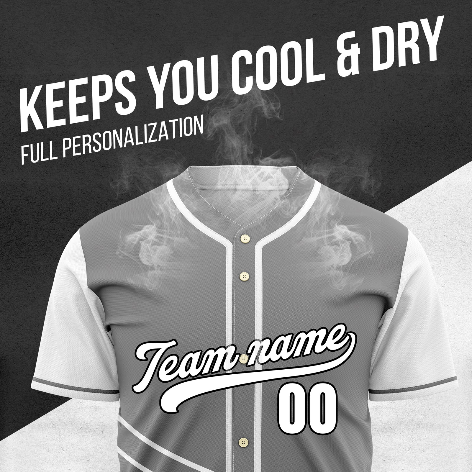 Custom Swift Grey Raglan Style Baseball Sports Jersey Personalized Uniform with Name & Number