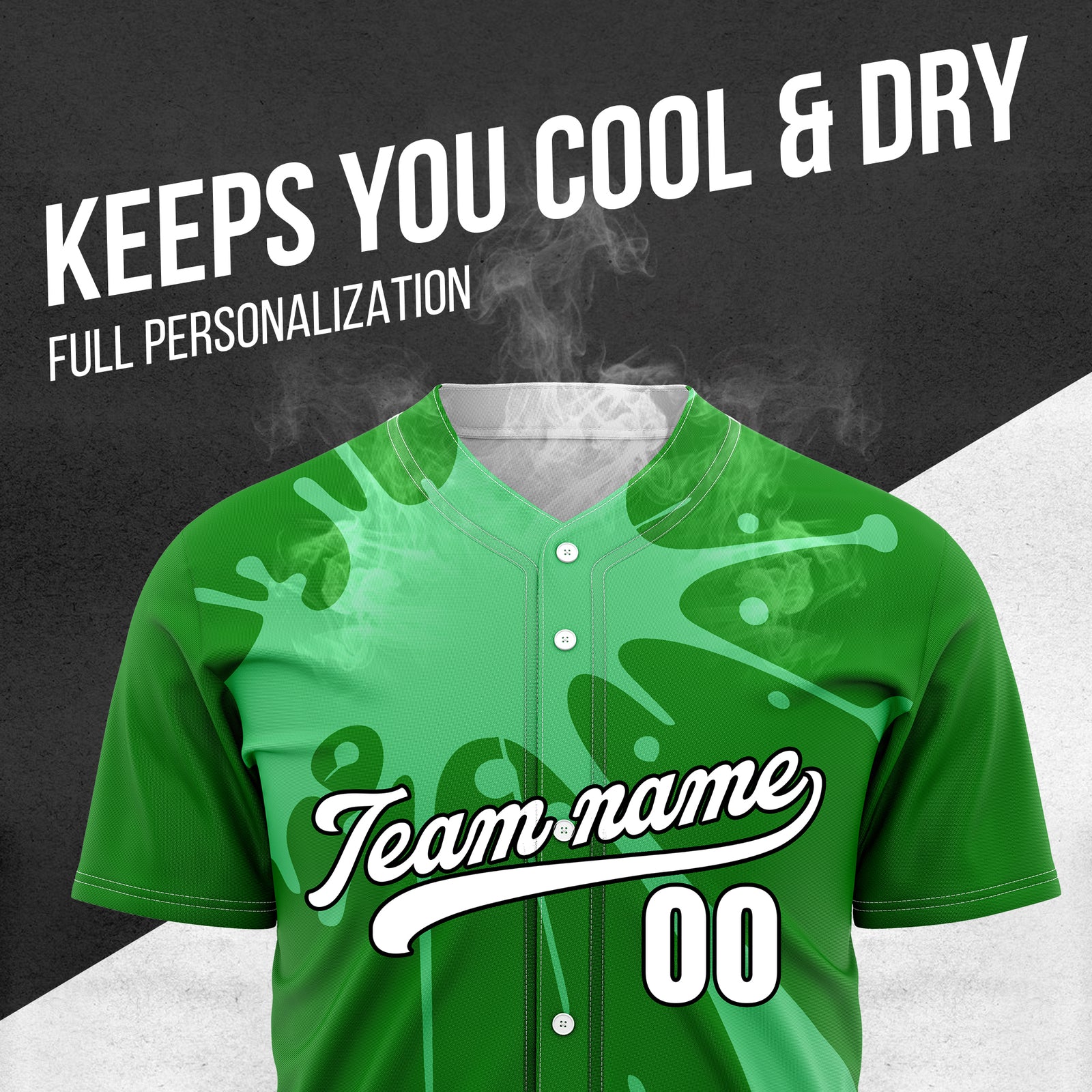Custom Paint Burst Green Sports Jersey Personalized Uniform with Name & Number