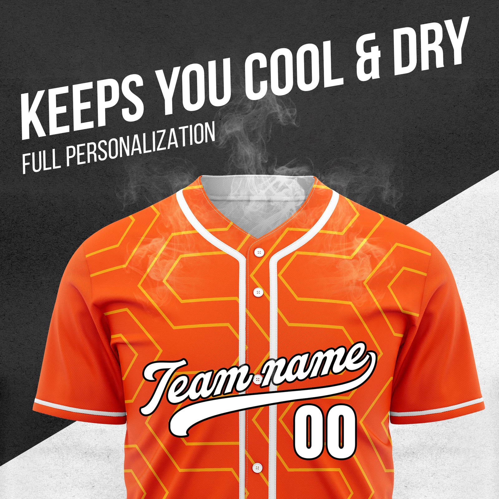 Custom Rhombus Rush Orange Baseball Sports Jersey Personalized Uniform with Name & Number