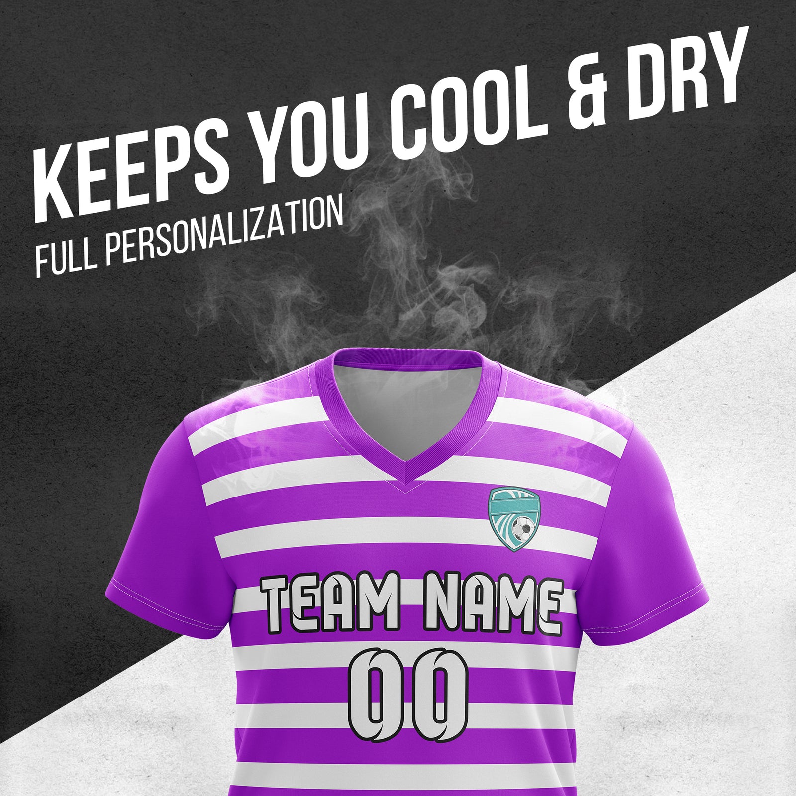 Custom Royal Stripe V-Neck Purple Soccer sport Tops Jersey