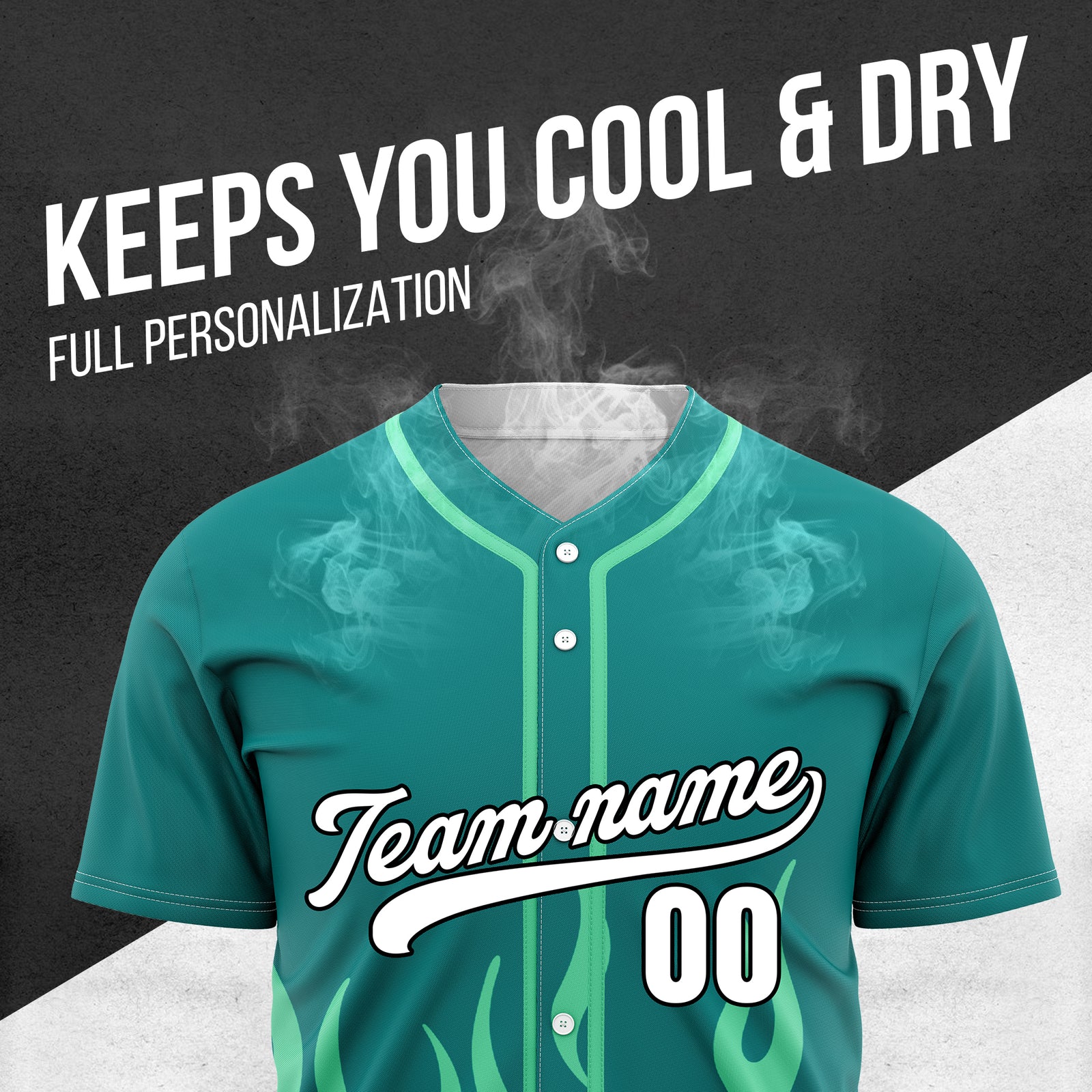 Custom Frost Fire Teal Baseball Sports Jersey Personalized Uniform with Name & Number