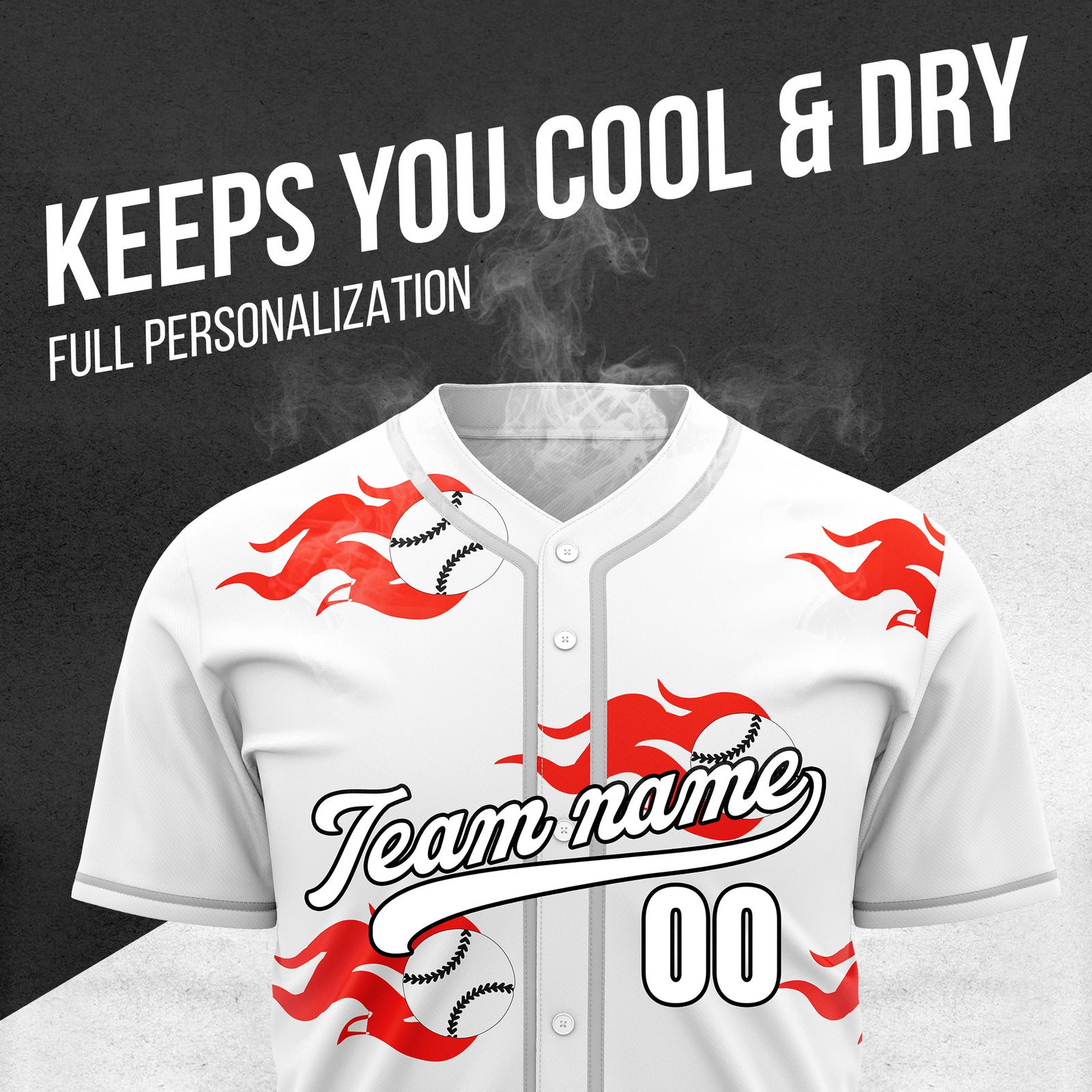 Custom Fireballers White Baseball Sports Jersey Personalized Uniform with Name & Number