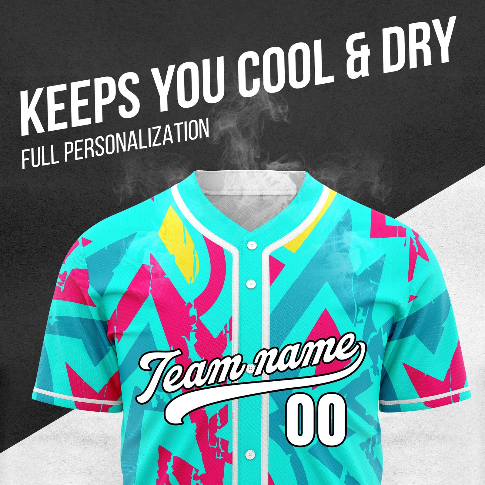 Custom Splash Aqua Baseball Sports Jersey Personalized Uniform with Name & Number