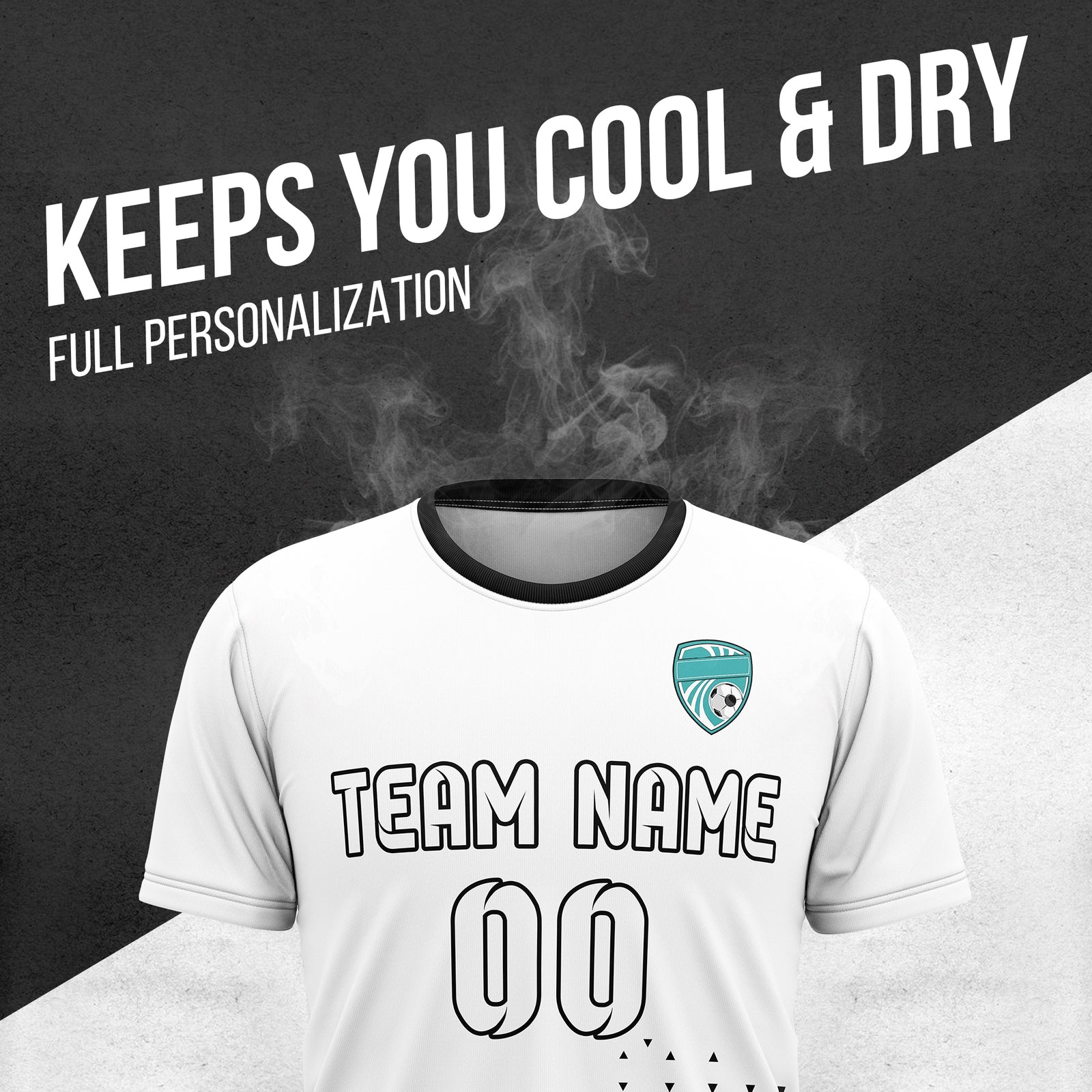 Custom Tri-Edge R Side Pattern Soccer White Sport Tops Jersey