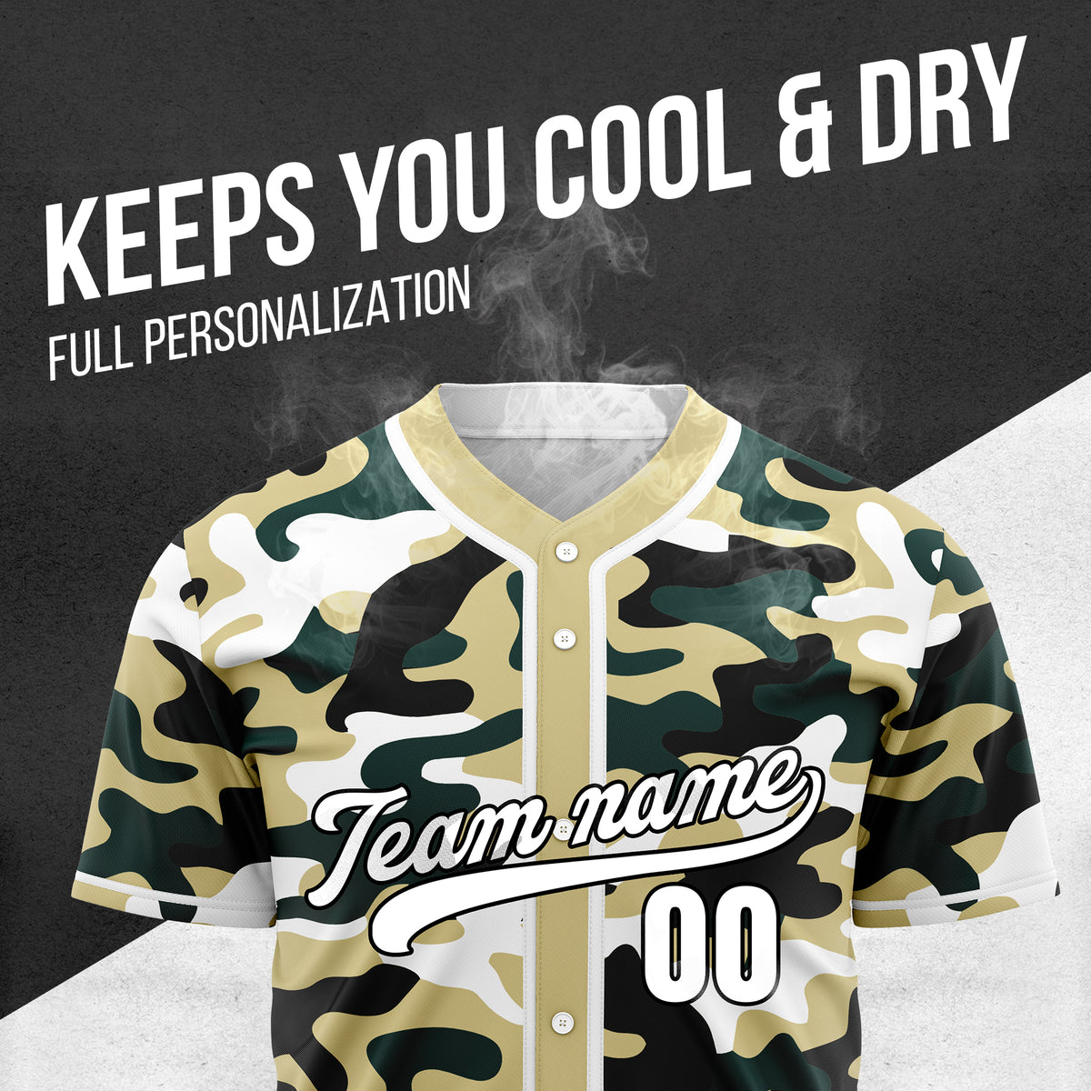 Custom Shadow Command Khaki Baseball Sports Jersey Personalized Uniform with Name & Number