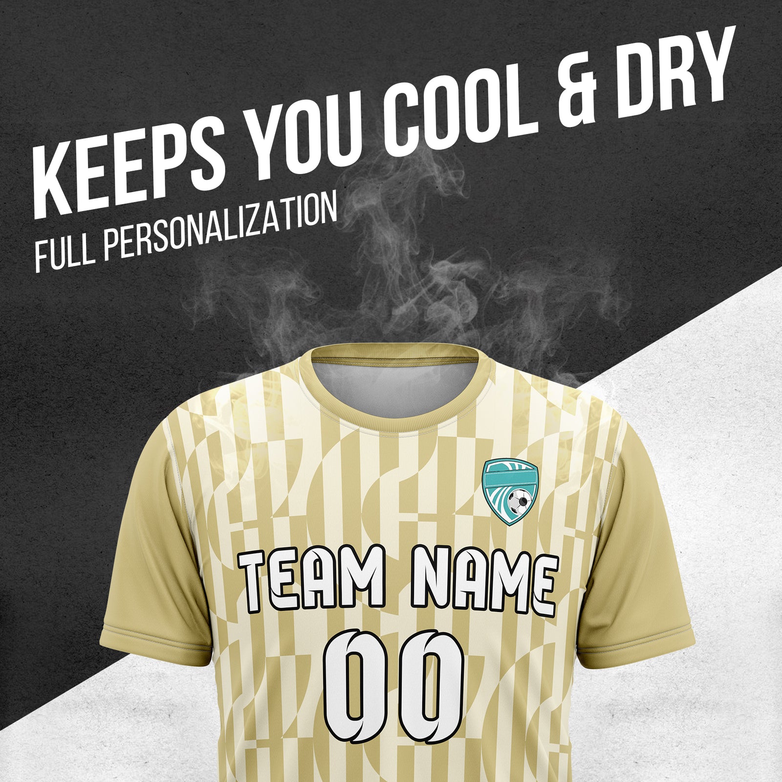 Custom Pulse Grid R-Full Pattern Soccer khaki Sport Tops Jersey