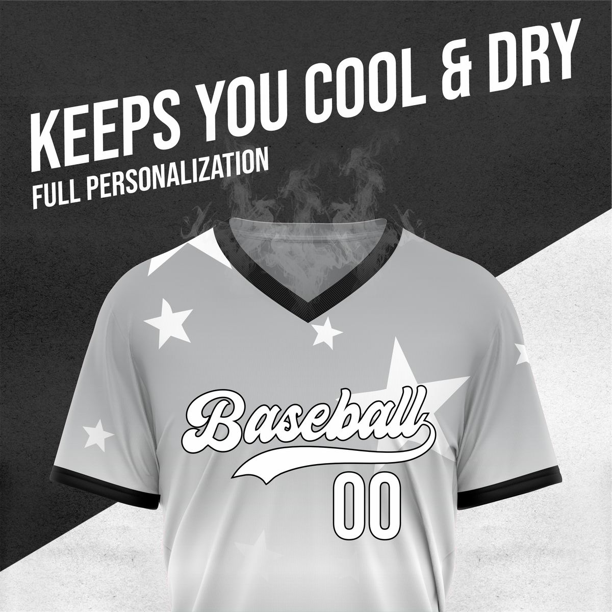 Custom Starfall Gradient Baseball Dark Grey Sports Jersey Personalized Uniform with Name & Number