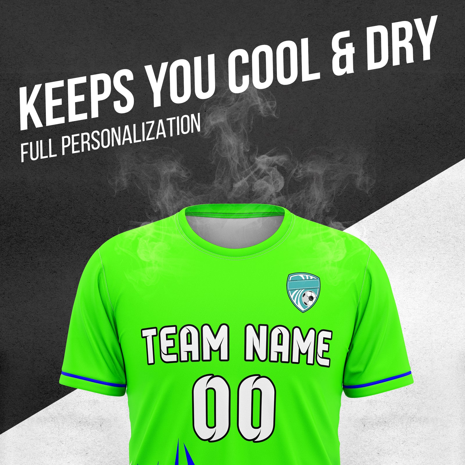 Custom Spark Strike R Side Pattern Soccer Neon Green Sport Tops Jersey