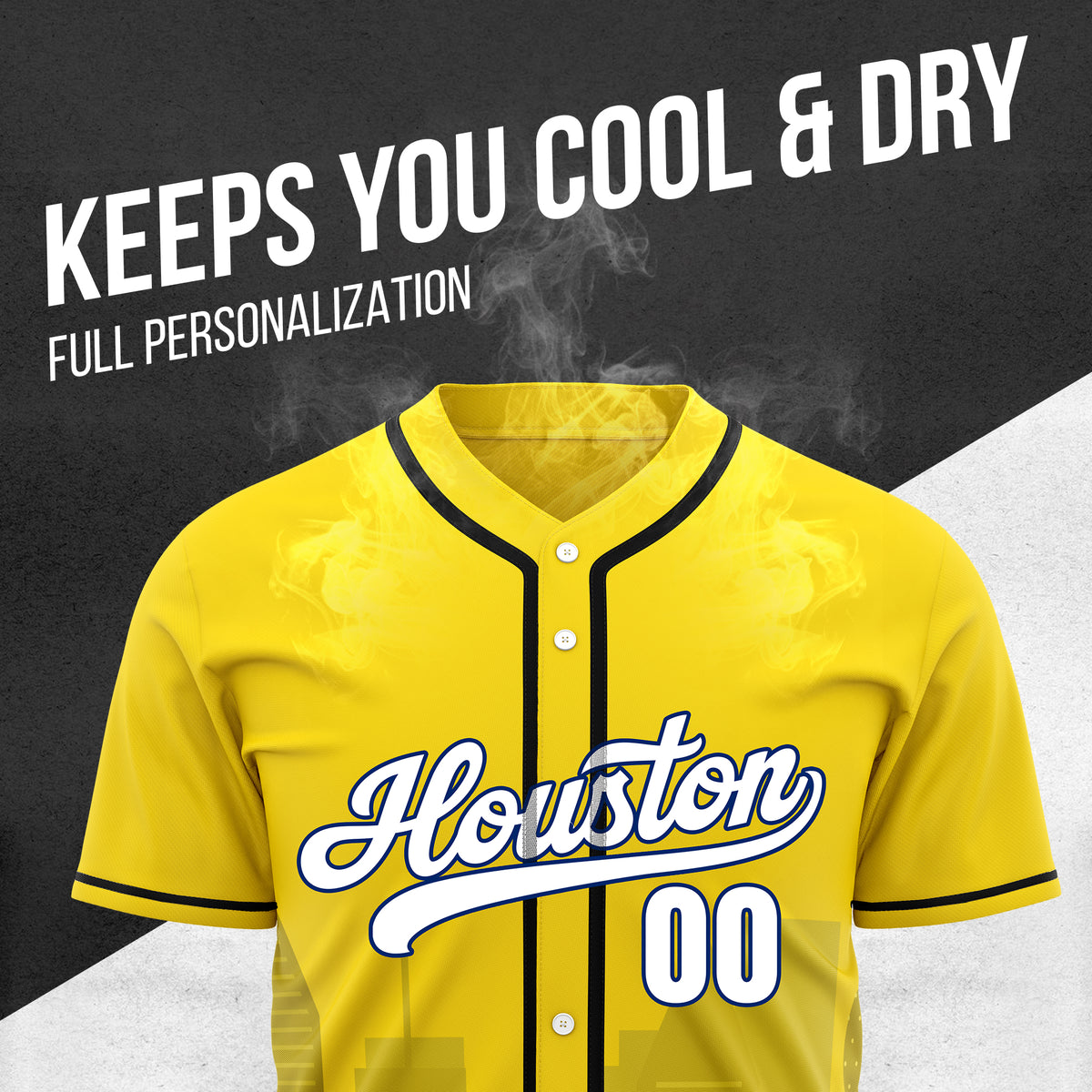Custom City Pulse Yellow Baseball Sports Jersey Personalized Uniform with Name & Number