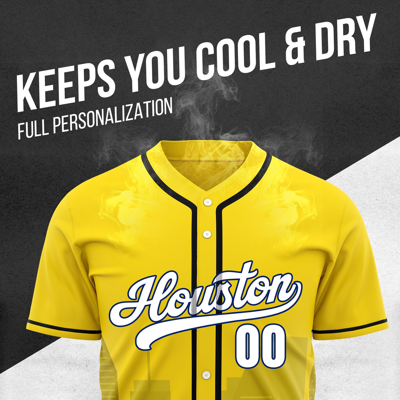 Custom City Pulse Yellow Baseball Sports Jersey Personalized Uniform with Name & Number