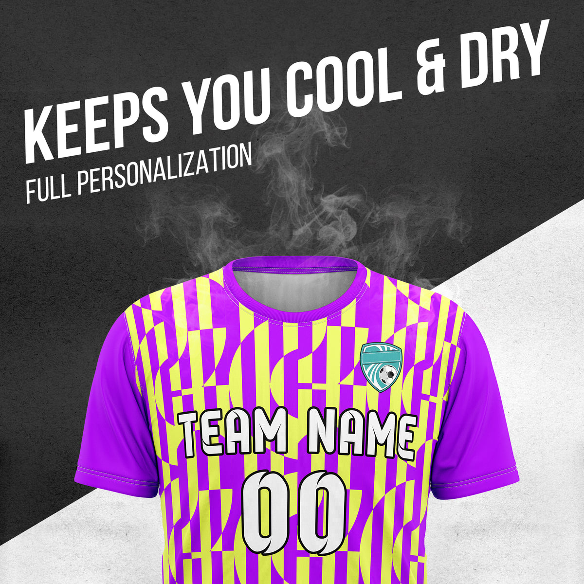 Custom Pulse Grid R-Full Pattern Soccer Purple Sport Tops Jersey