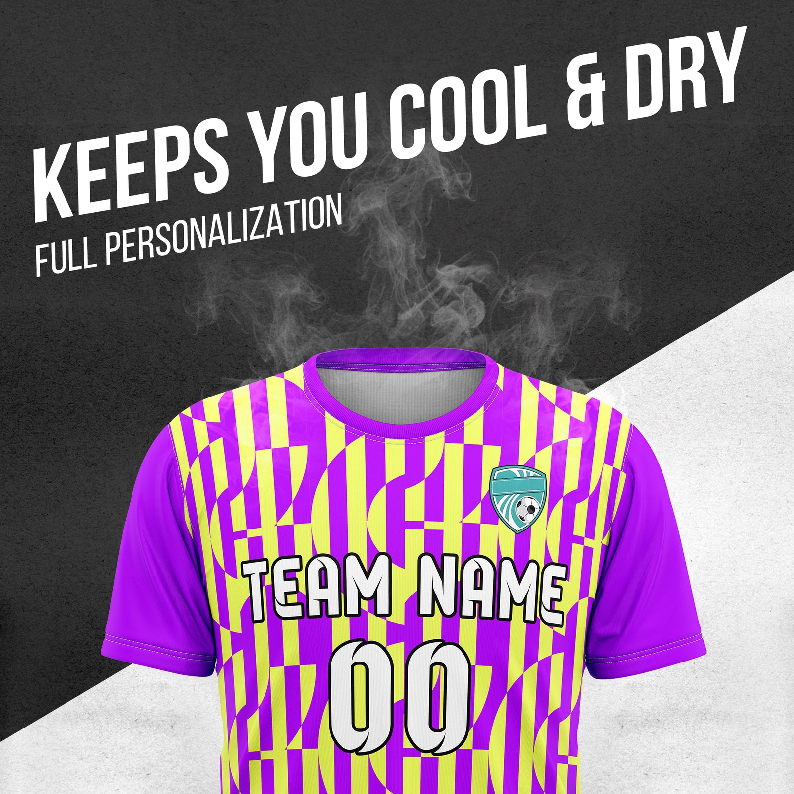 Custom Pulse Grid R-Full Pattern Soccer Purple Sport Tops Jersey