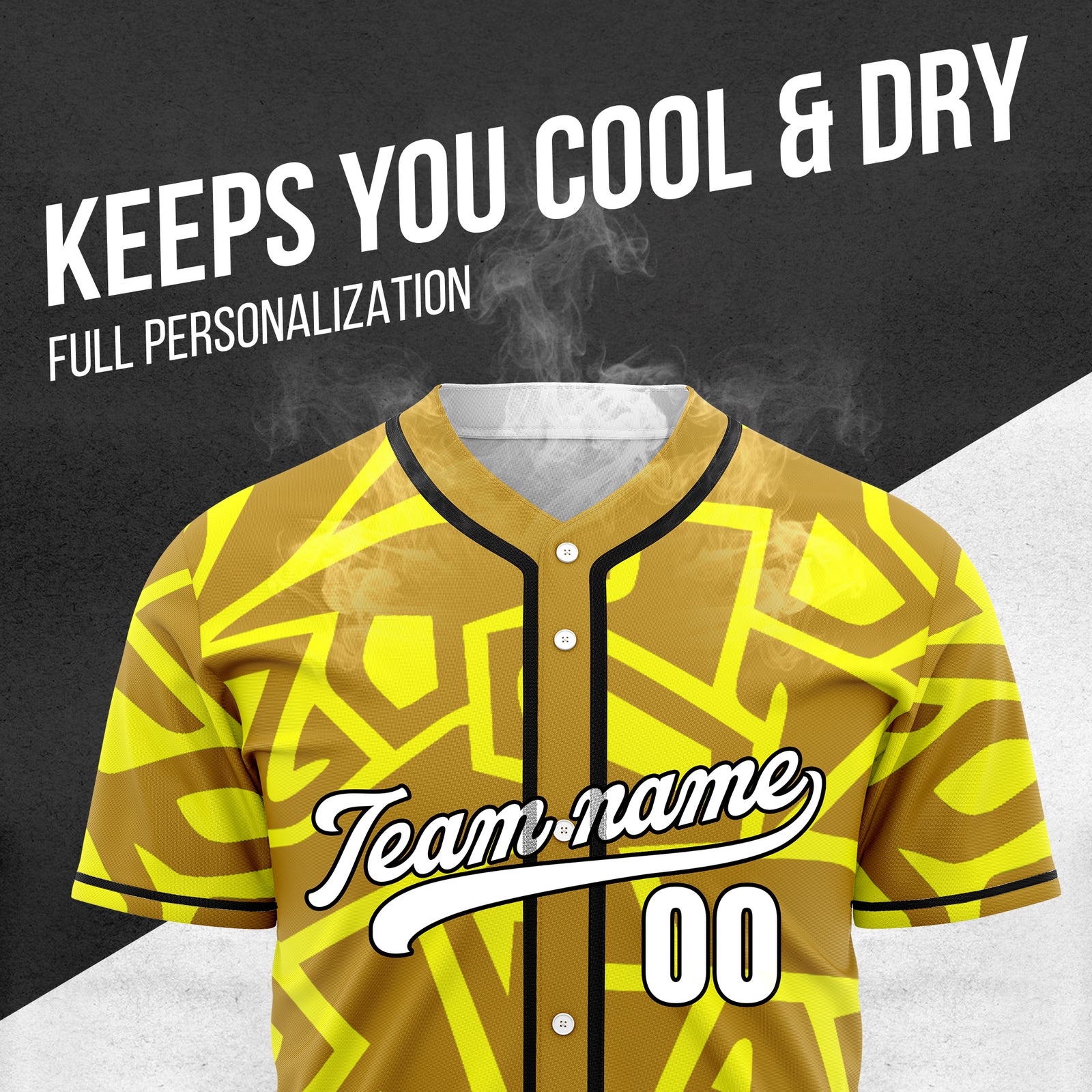 Custom Shadow Rebels Yellow Baseball Sports Jersey Personalized Uniform with Name & Number
