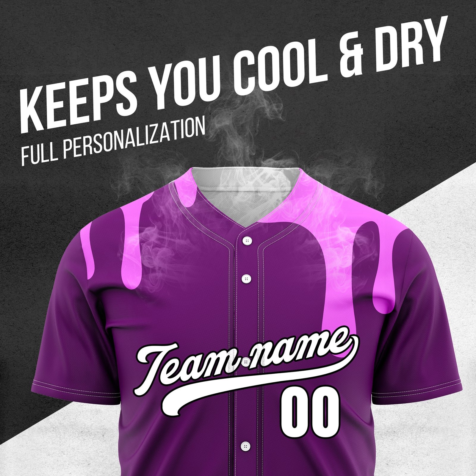 Custom Ink Dripline Purple Sports Jersey Personalized Uniform with Name & Number