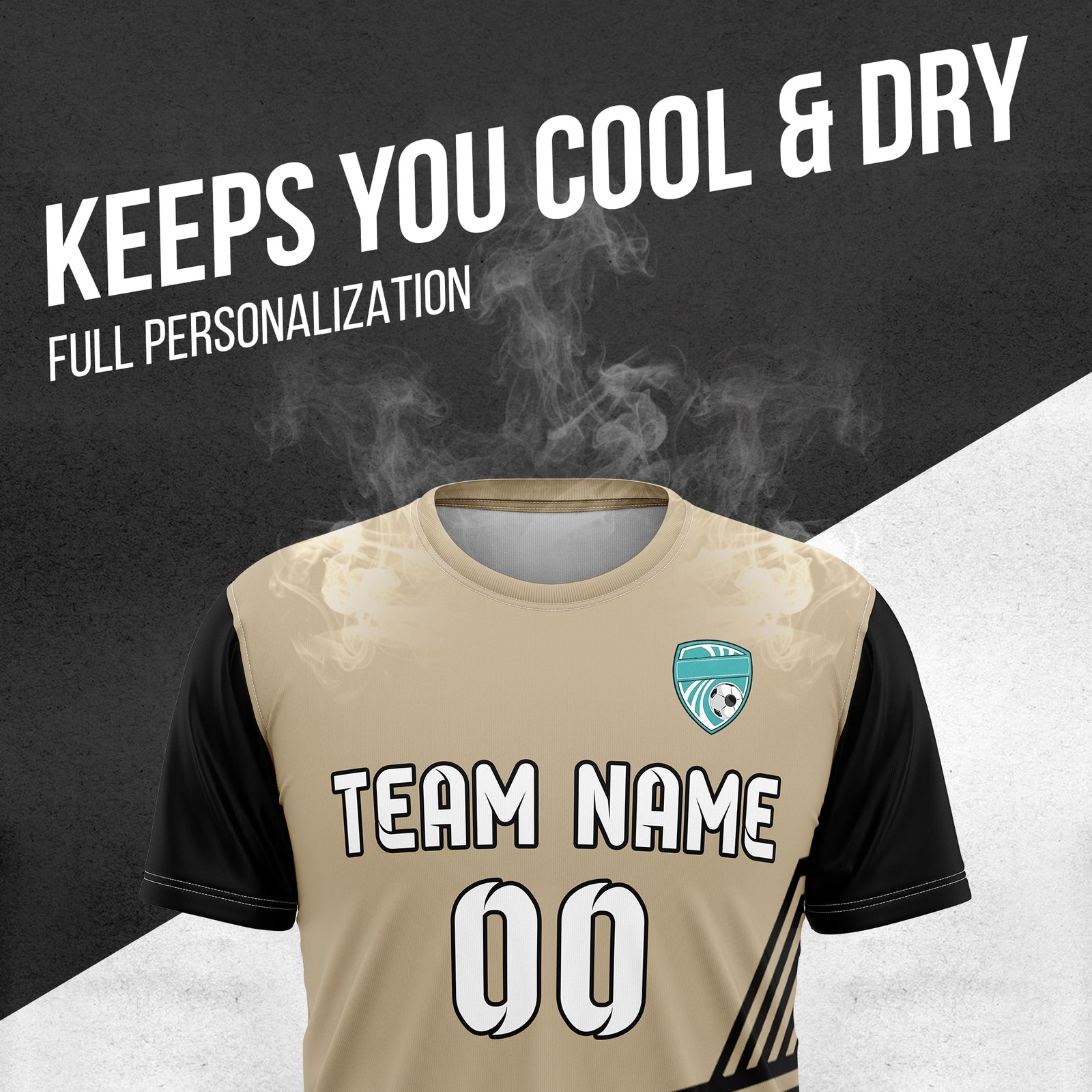 Custom Rapid Line R Side Pattern Soccer khaki sport Tops Jersey