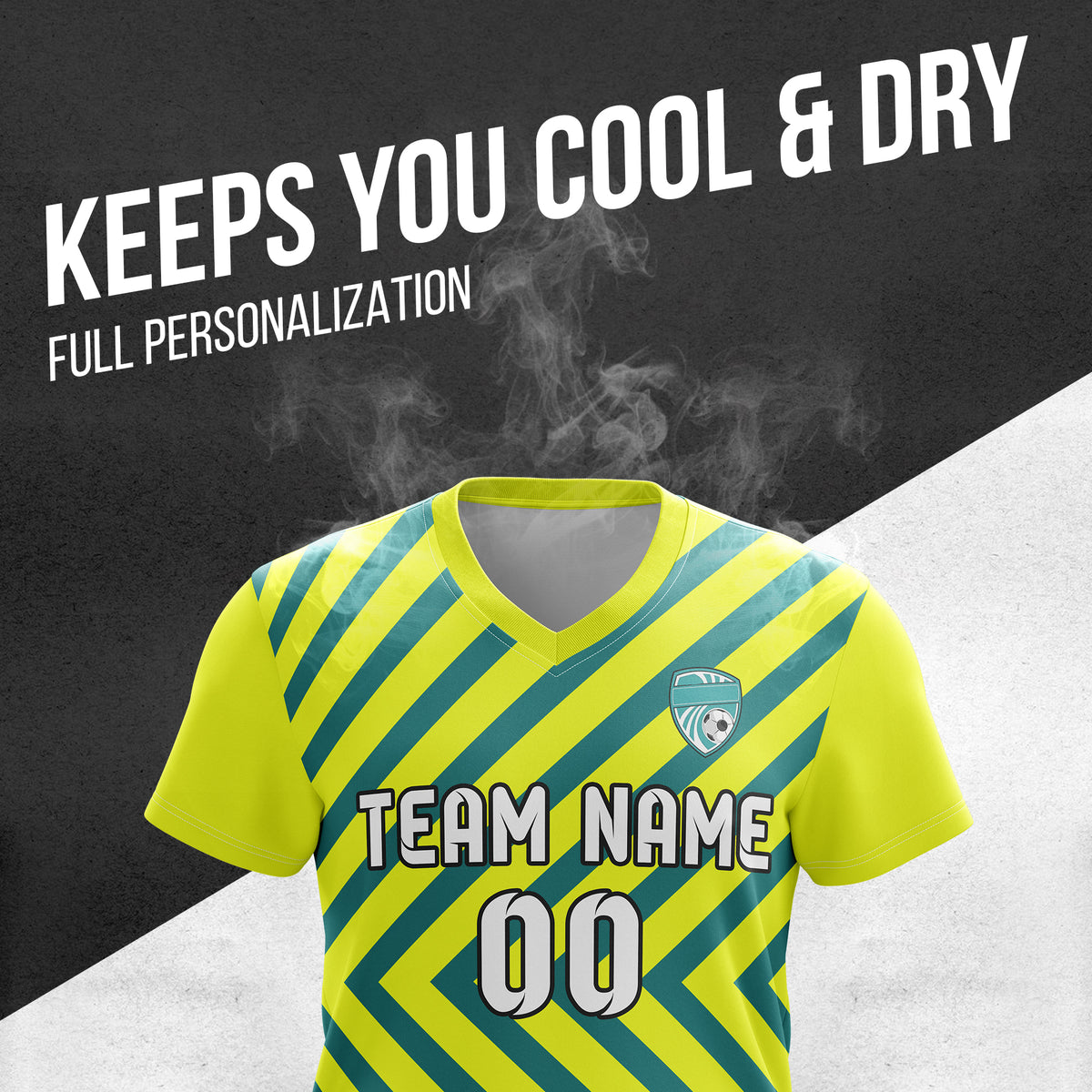 Custom Swift Stripe V-Neck Yellow Soccer sport Tops Jersey