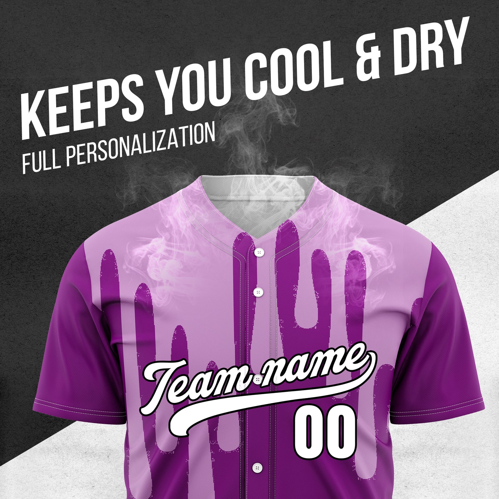 Custom Ink Drip Purple Sports Jersey Personalized Uniform with Name & Number