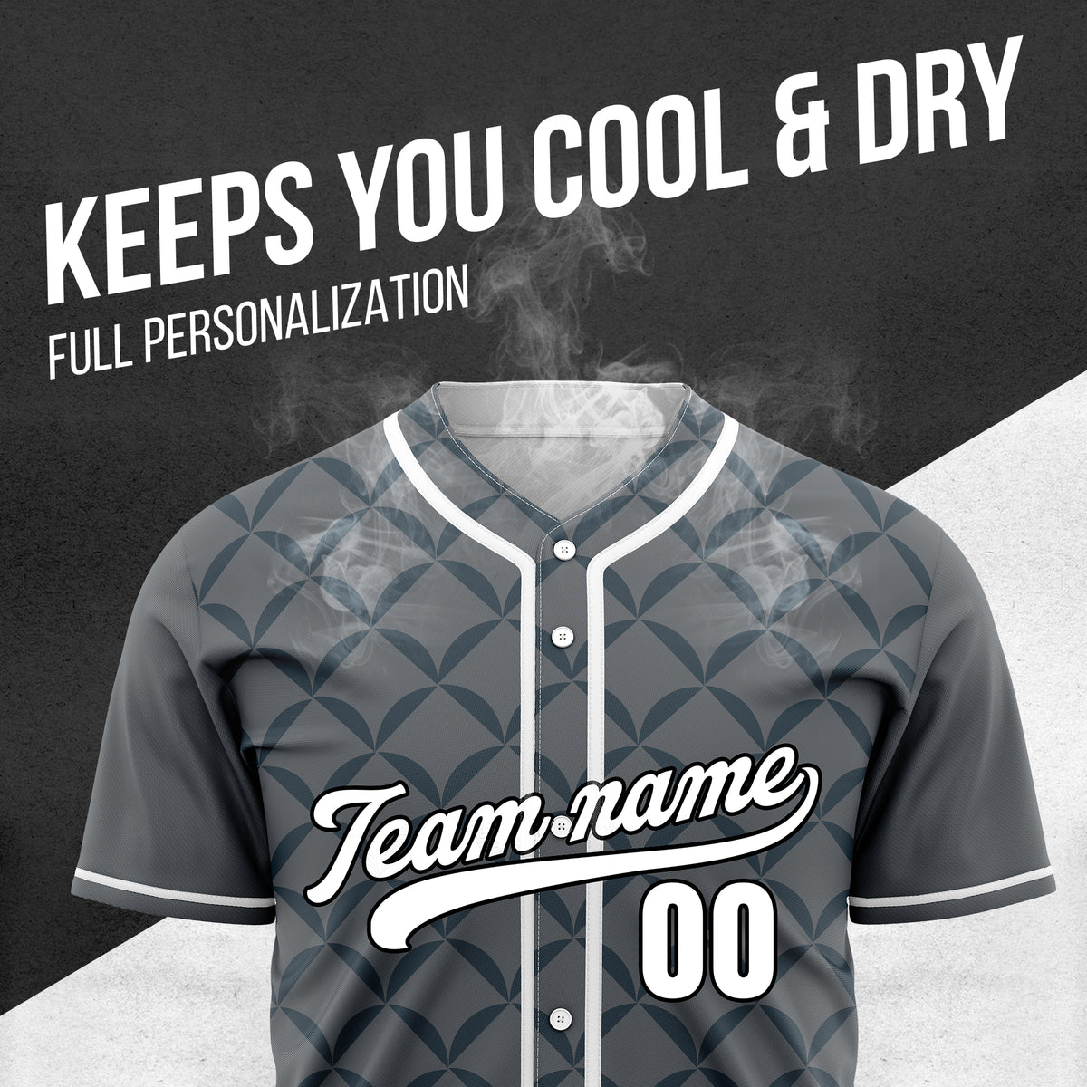 Custom Vertex Vibe Dark Grey Baseball Sports Jersey Personalized Uniform with Name & Number