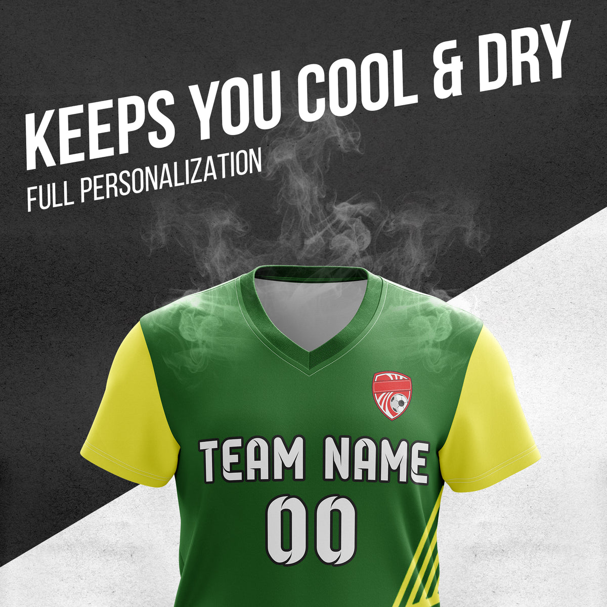 Custom Rapid Line V-Side Pattern Green Soccer sport Tops Jersey