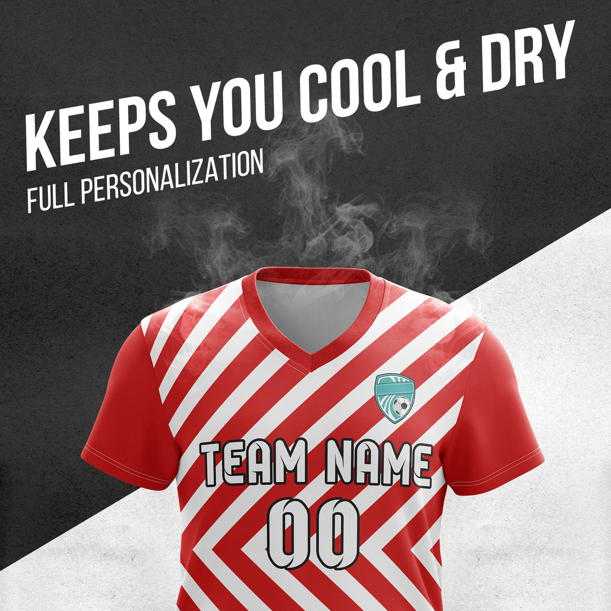Custom Swift Stripe V-Neck Red Soccer sport Tops Jersey
