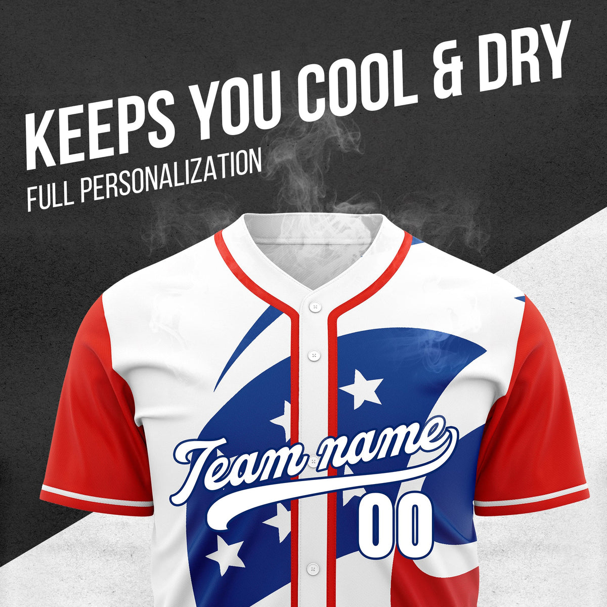 Custom Patriot Stripes Baseball Sports Jersey Personalized Uniform with Name & Number